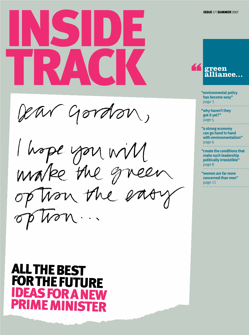 The Best for the Future Ideas for a New Prime Minister   Issue 17 | Summer 2007 Issue 17 | Summer 2007