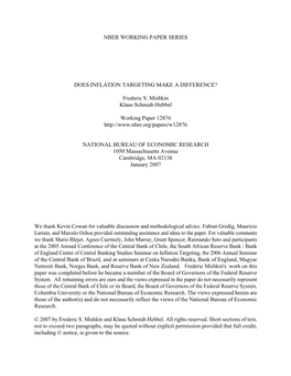 Frederic S. Mishkin Klaus Schmidt-Hebbel Working Paper
