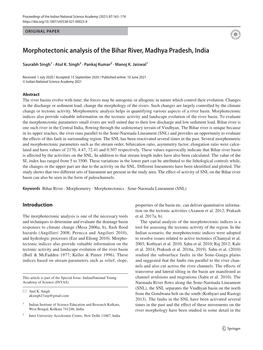 Morphotectonic Analysis of the Bihar River, Madhya Pradesh, India
