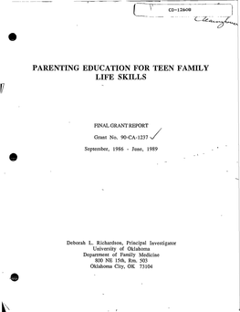 Parenting Education for Teen Family Life Skills