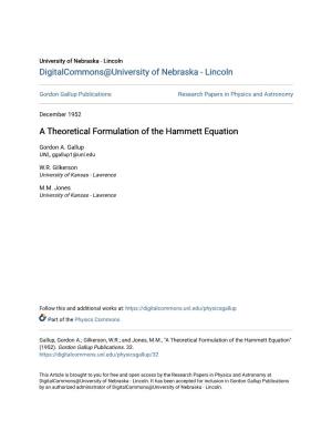 A Theoretical Formulation of the Hammett Equation