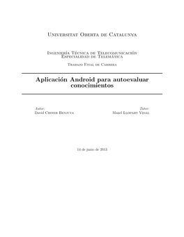 Aplicación Android Para Autoevaluar Conocimientos