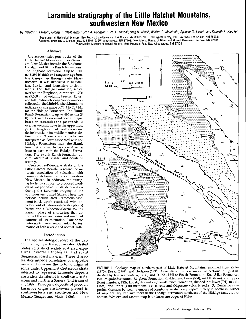 Laramide Stratigraphy of the Little Hatchet Mountains, Southwestern