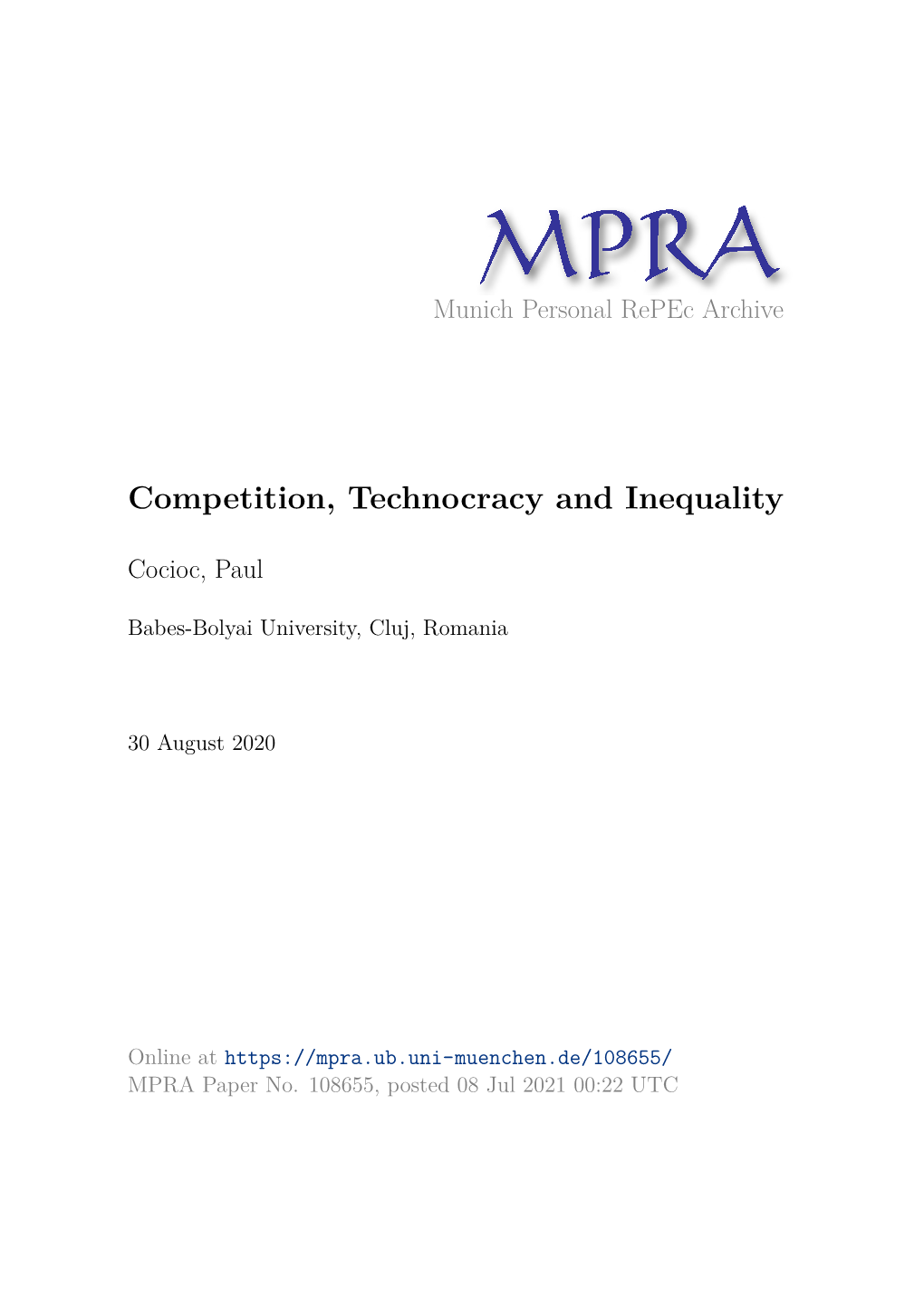 Competition, Technocracy and Inequality