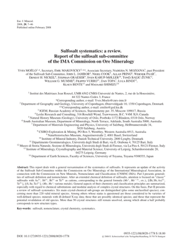 A Review. Report of the Sulfosalt Sub-Committee of the IMA Commission on Ore Mineralogy