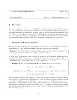 1 Overview 2 Elements of Convex Analysis