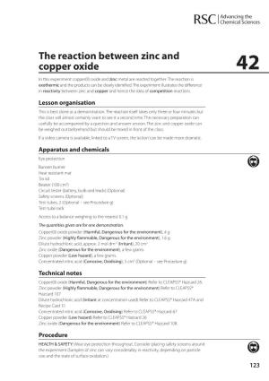 42 the Reaction Between Zinc and Copper Oxide