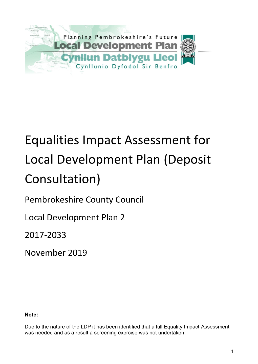 Equality Impact Assessment Deposit Plan
