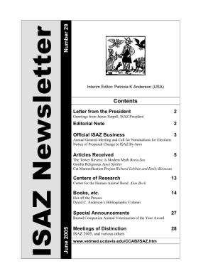 ISAZ Newsletter Number 29, June 2005