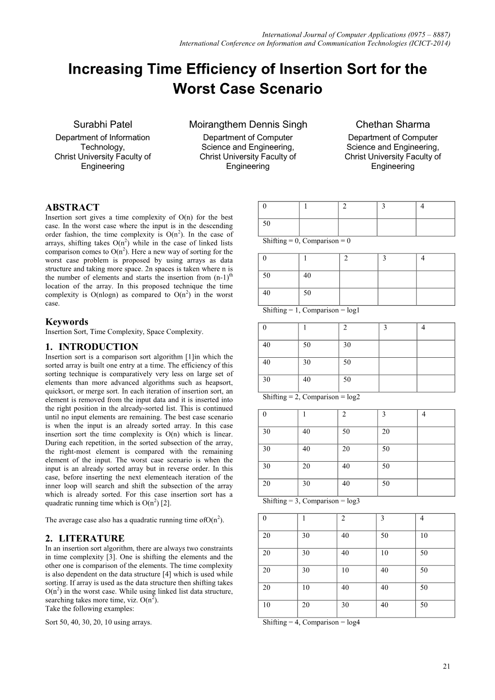 Increasing Time Efficiency of Insertion Sort for the Worst Case Scenario