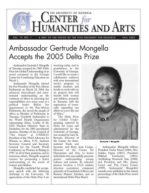 Ambassador Gertrude Mongella Accepts the 2005 Delta Prize