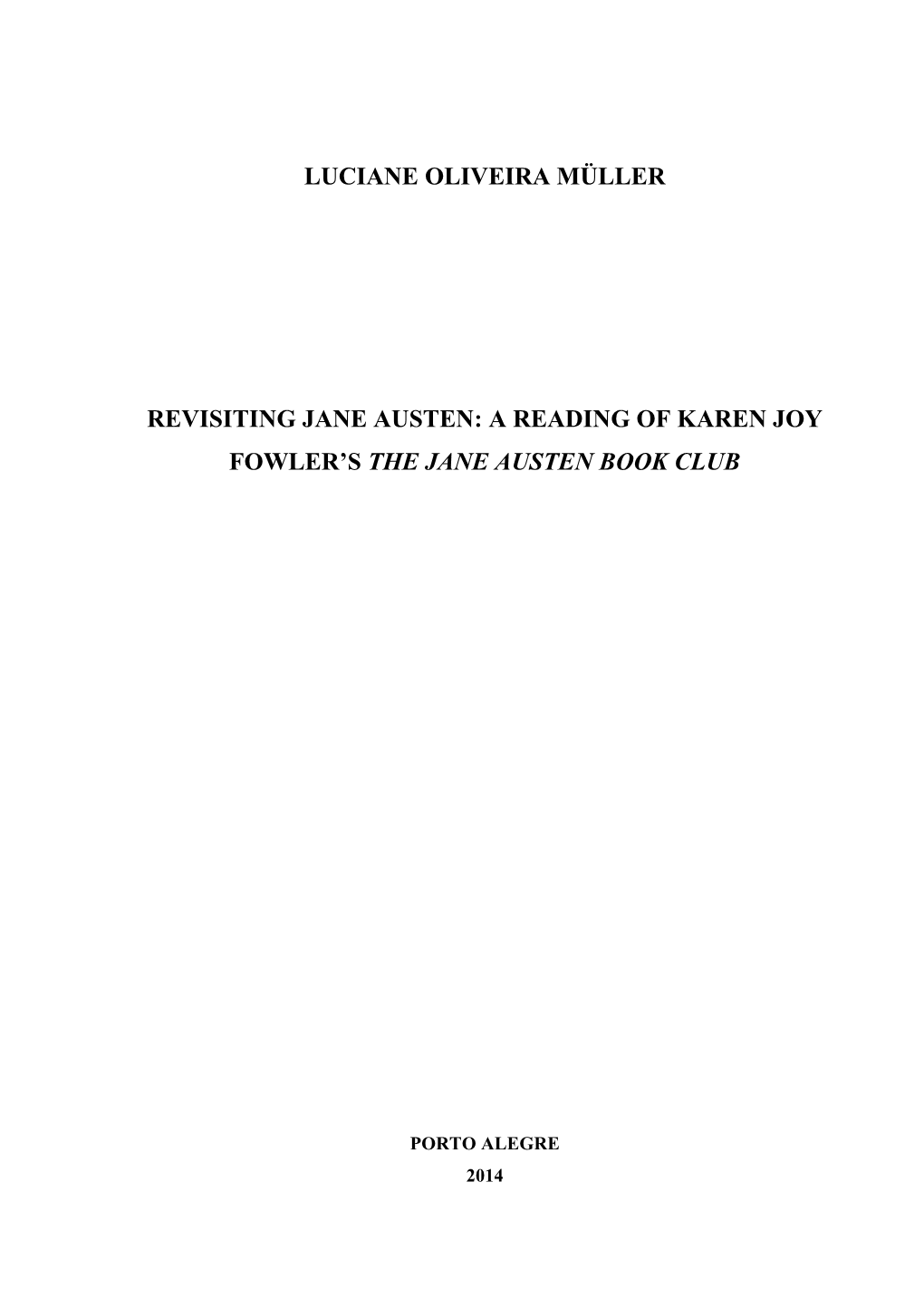Luciane Oliveira Müller Revisiting Jane Austen