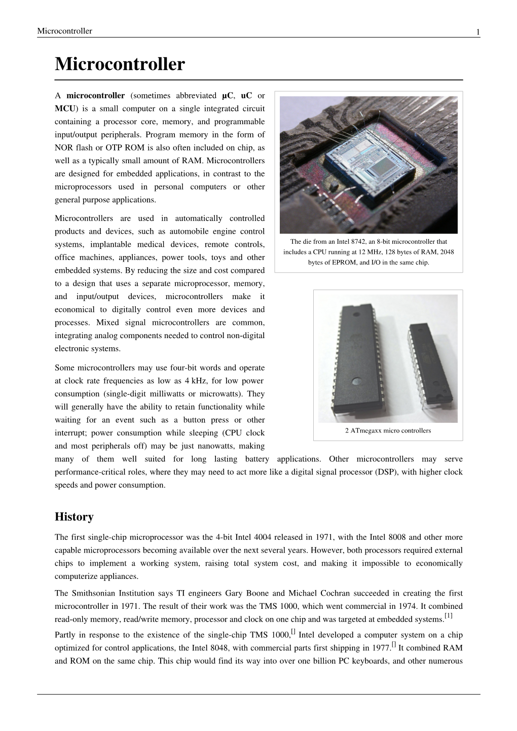 Microcontroller 1 Microcontroller