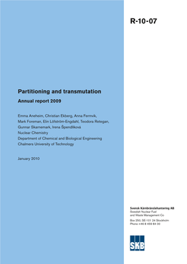 Partitioning and Transmutation Annual Report 2009