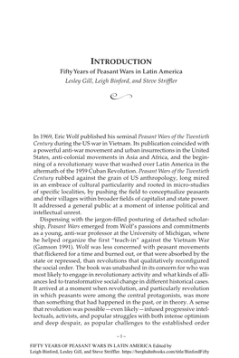 Introduction Fifty Years of Peasant Wars in Latin America Lesley Gill, Leigh Binford, and Steve Striffler