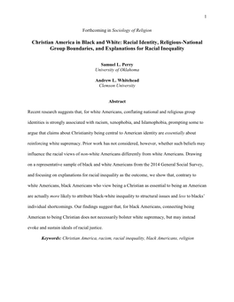 Christian America in Black and White: Racial Identity, Religious-National Group Boundaries, and Explanations for Racial Inequality