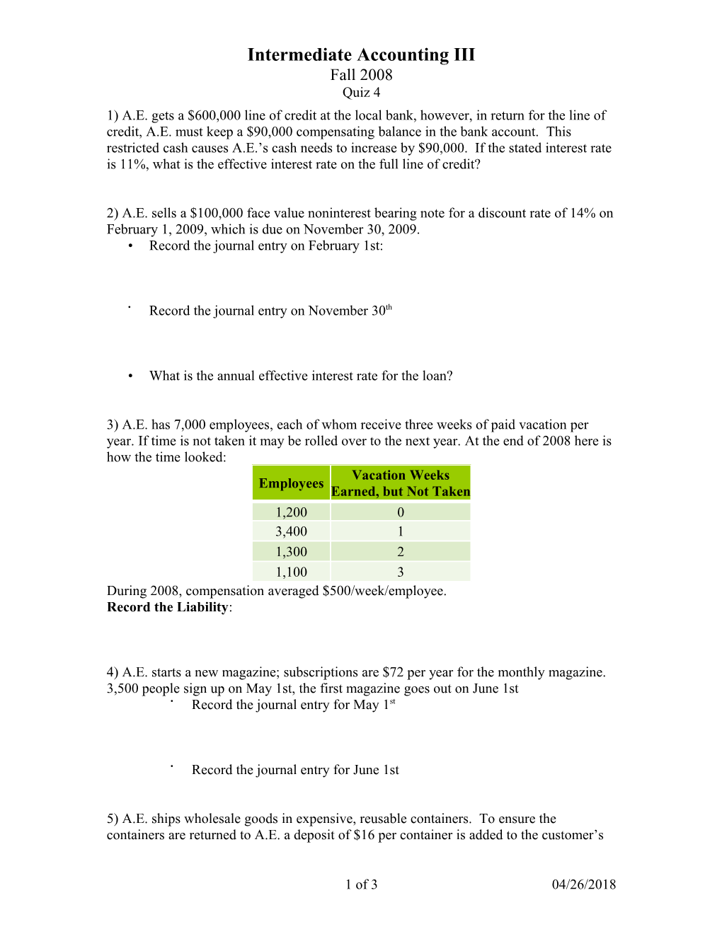 Intermediate Accounting III