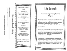 Life Launch November 18 Youth Liturgy 10:00 Mass