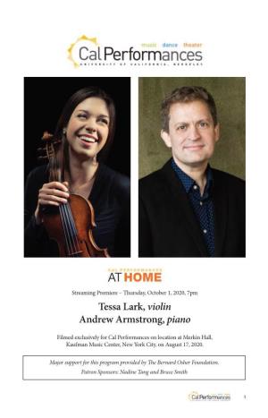Tessa Lark, Violin Andrew Armstrong, Piano