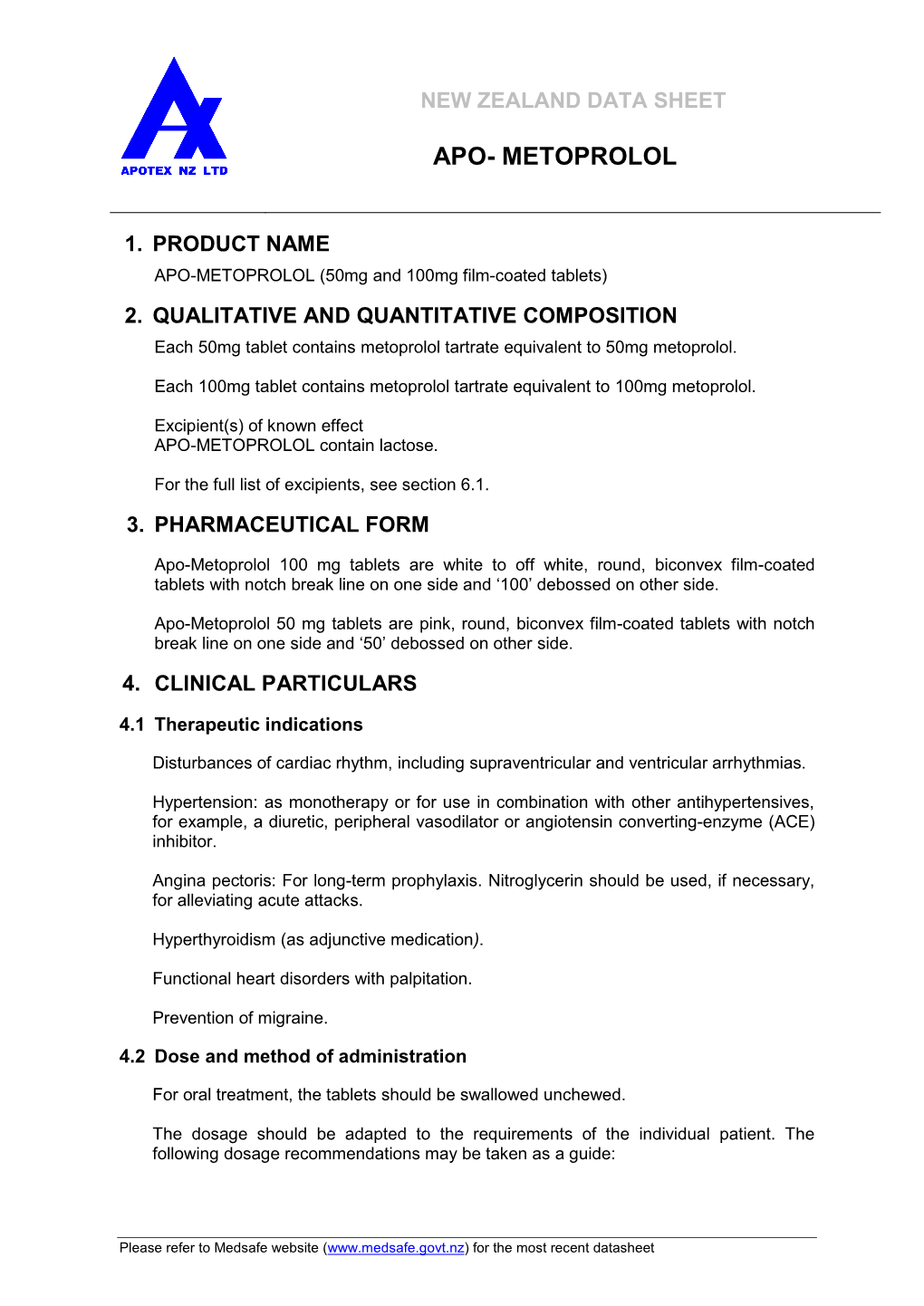 New Zealand Data Sheet