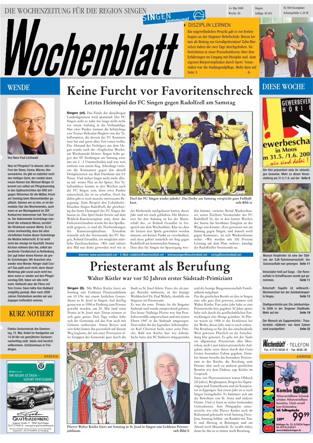 Singener Wochenblatt Vom 14. Mai 2008
