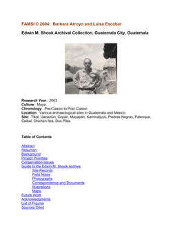 Edwin M. Shook Archival Collection, Guatemala City, Guatemala
