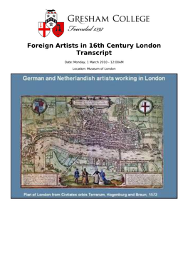 Foreign Artists in 16Th Century London Transcript