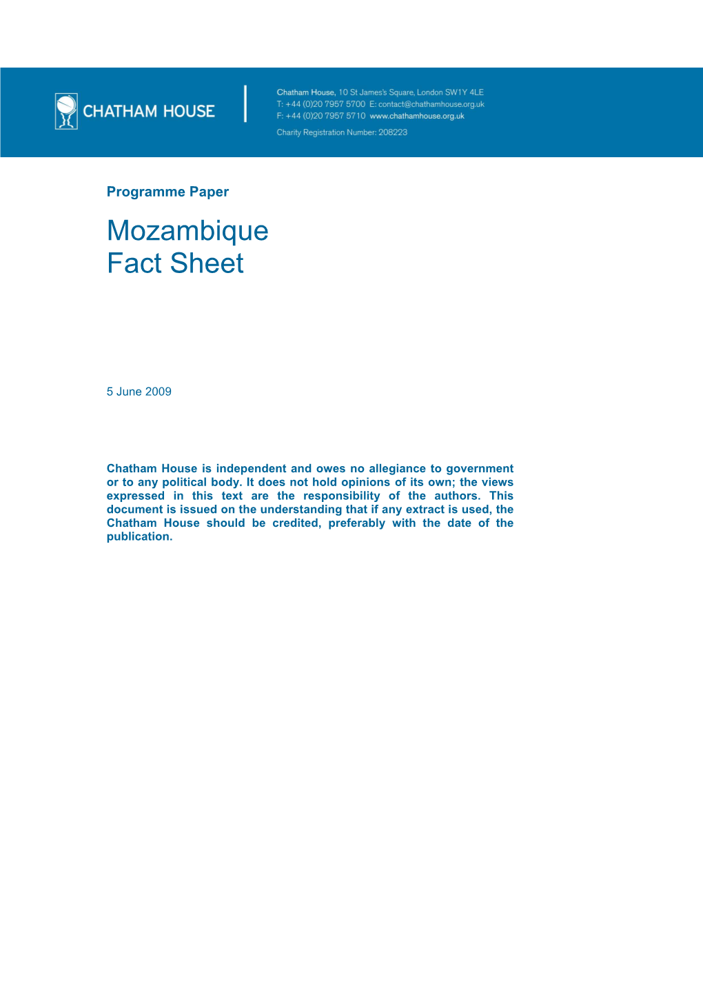 Mozambique Fact Sheet