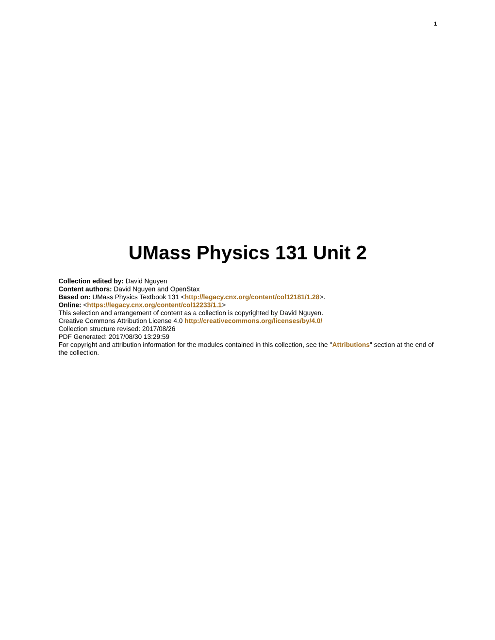 Umass Physics 131 Unit 2
