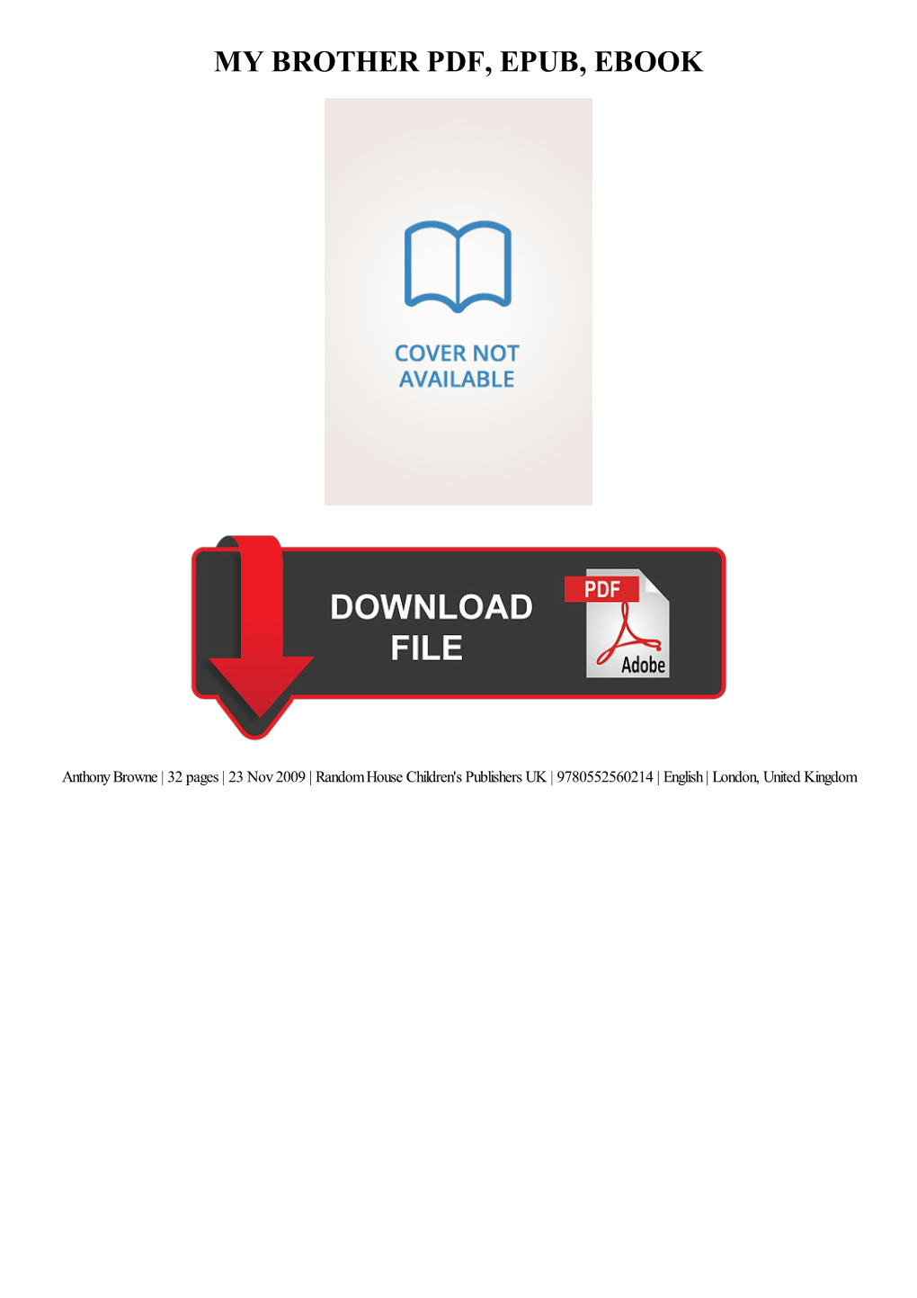 My Brother Pdf, Epub, Ebook