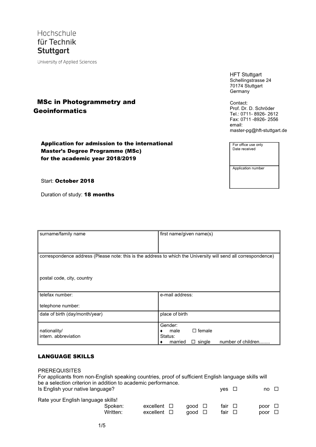 Msc in Photogrammetry and Geoinformatics