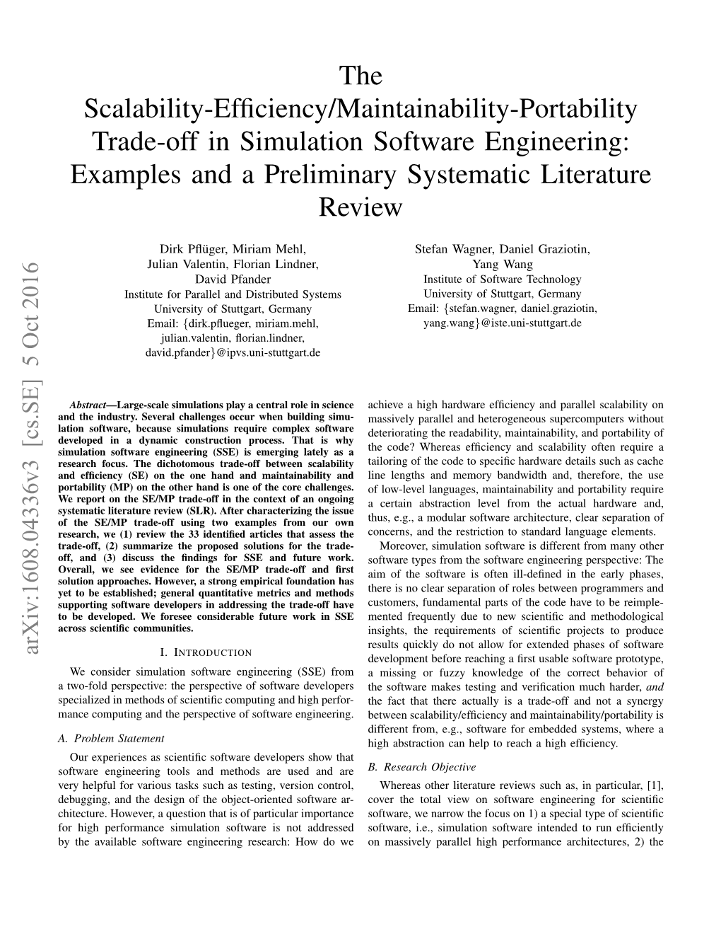 The Scalability-Efficiency/Maintainability