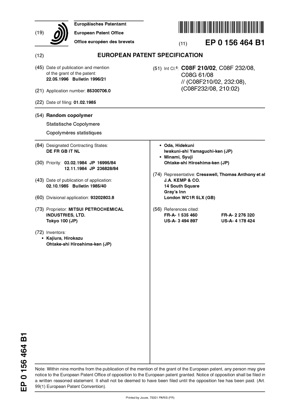 Random Copolymer Statistische Copolymere Copolymeres Statistiques