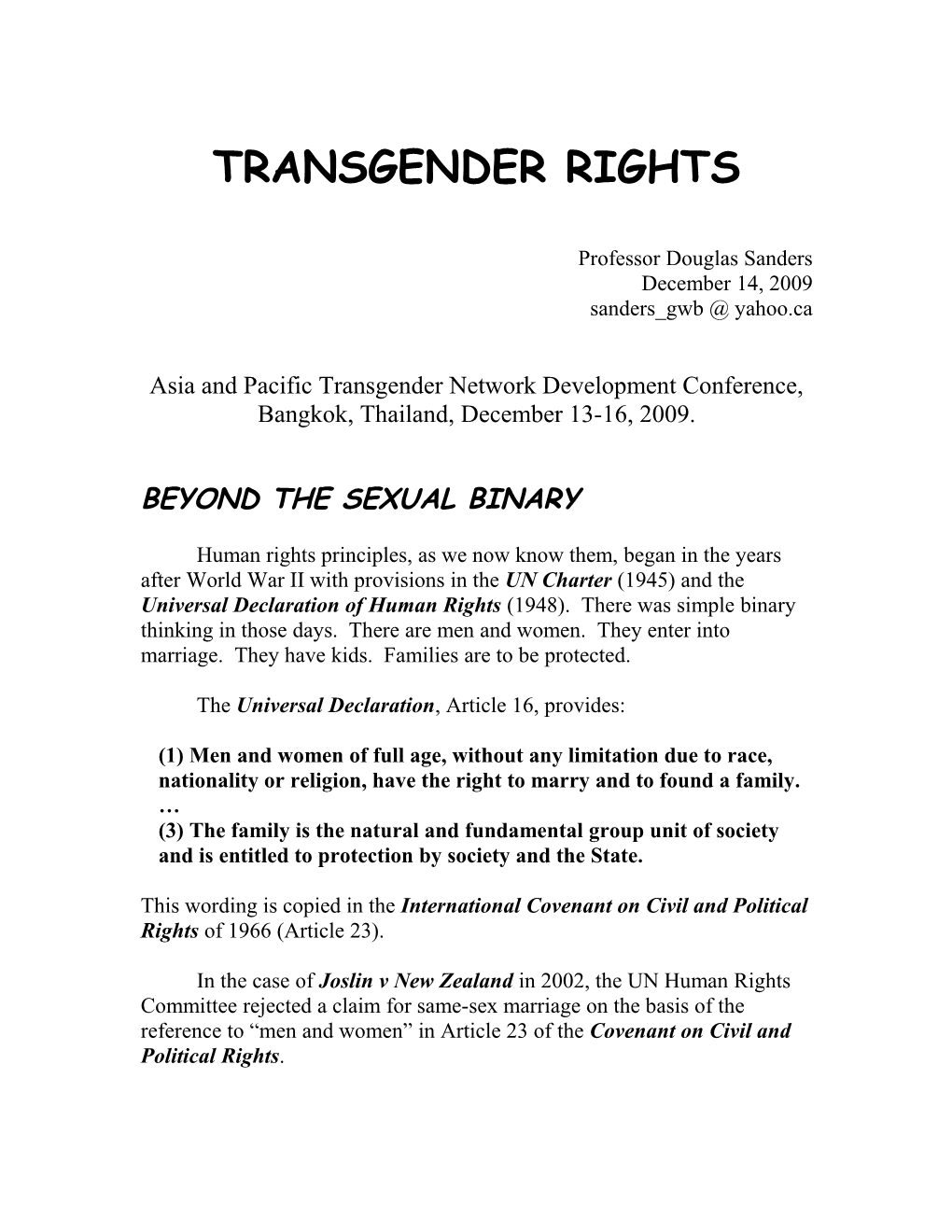 Transgender Rights