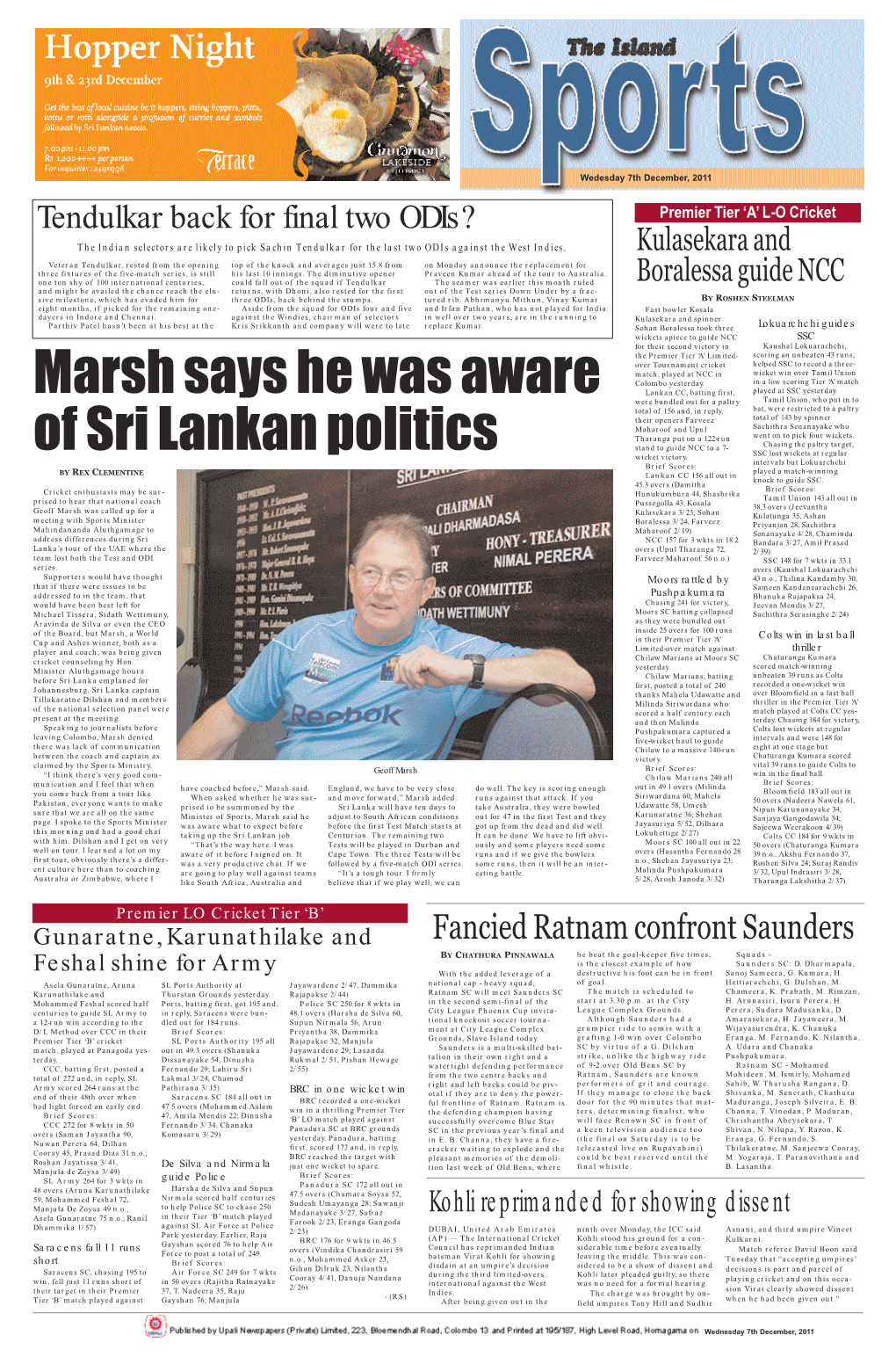 Marsh Says He Was Aware of Sri Lankan Politics
