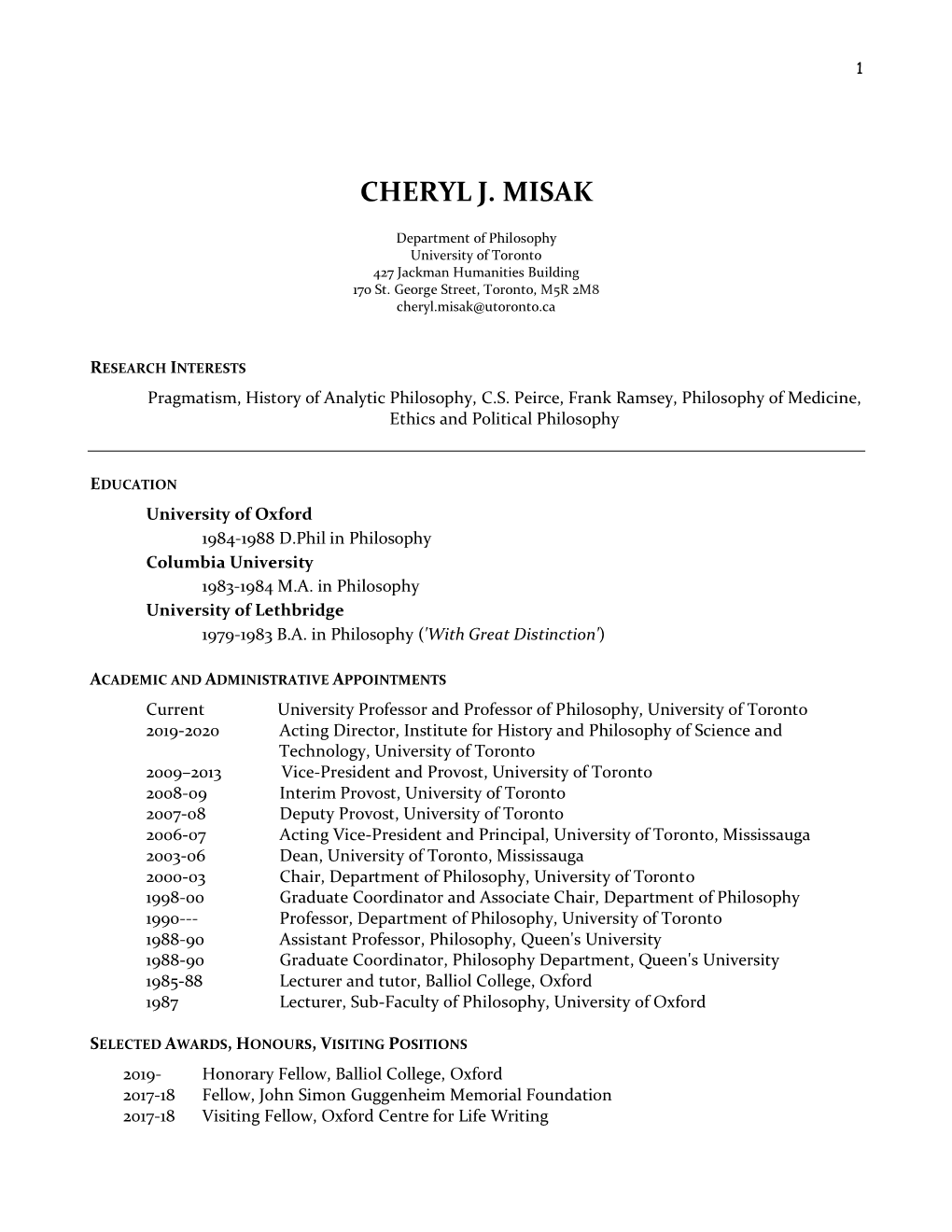 Curriculum Vitae: Cheryl J