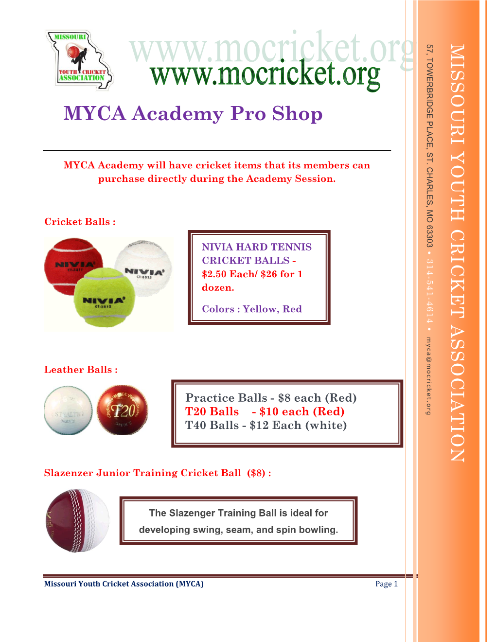 MYCA Academy Pro Shop