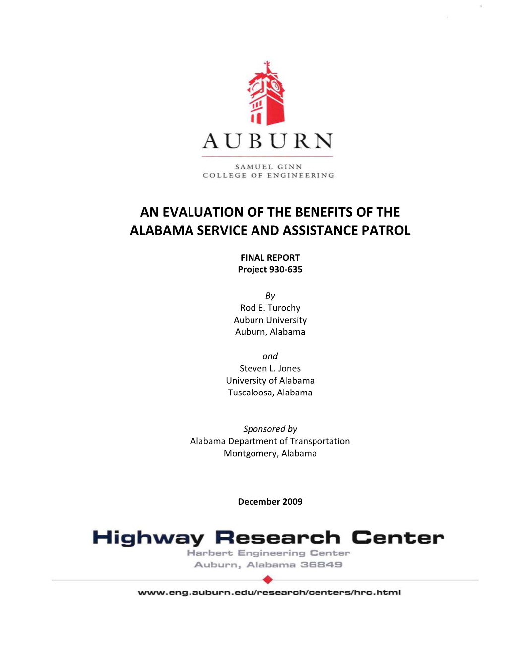 An Evaluation of the Benefits of the Alabama Service and Assistance Patrol
