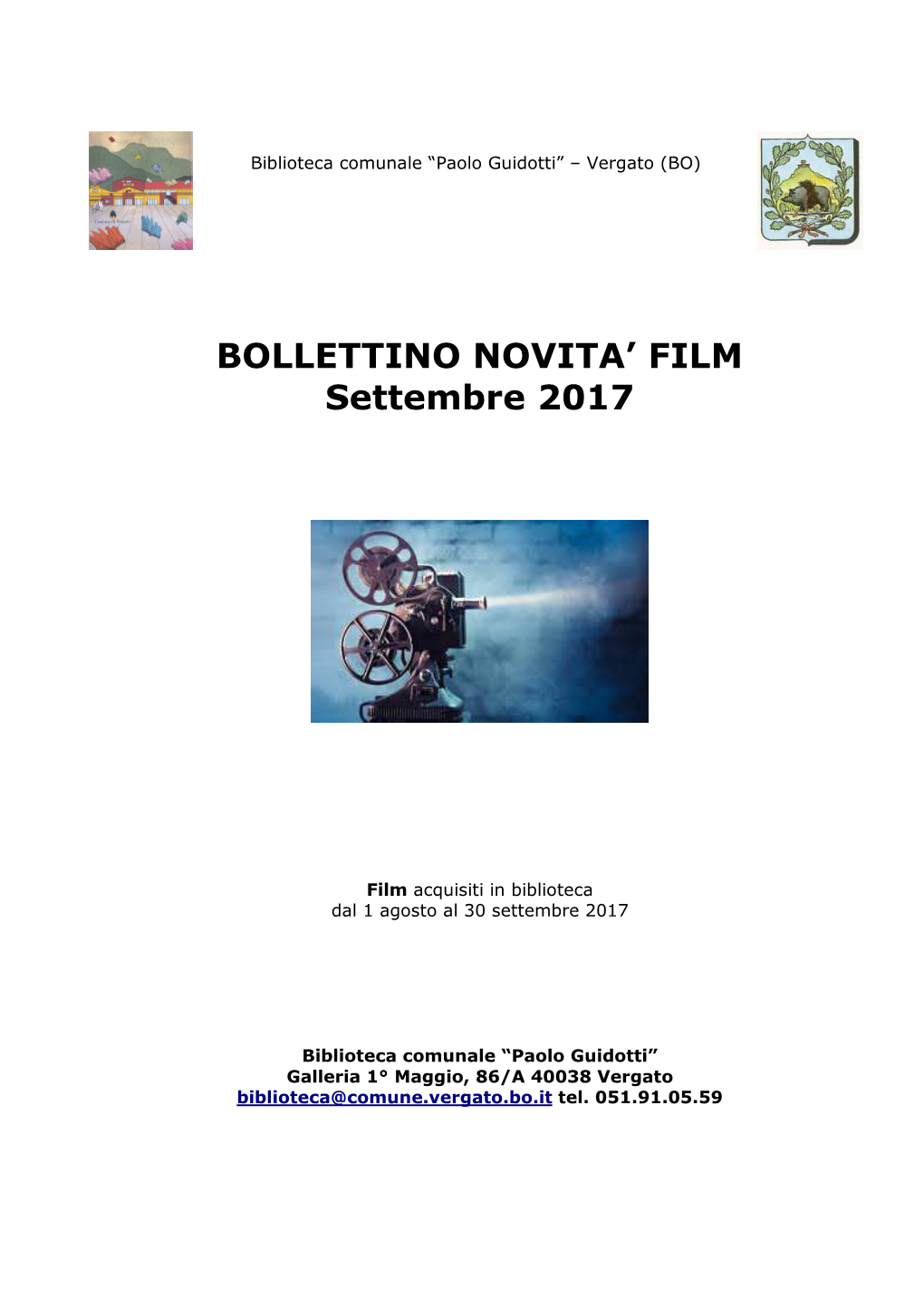BOLLETTINO NOVITA' FILM Settembre 2017