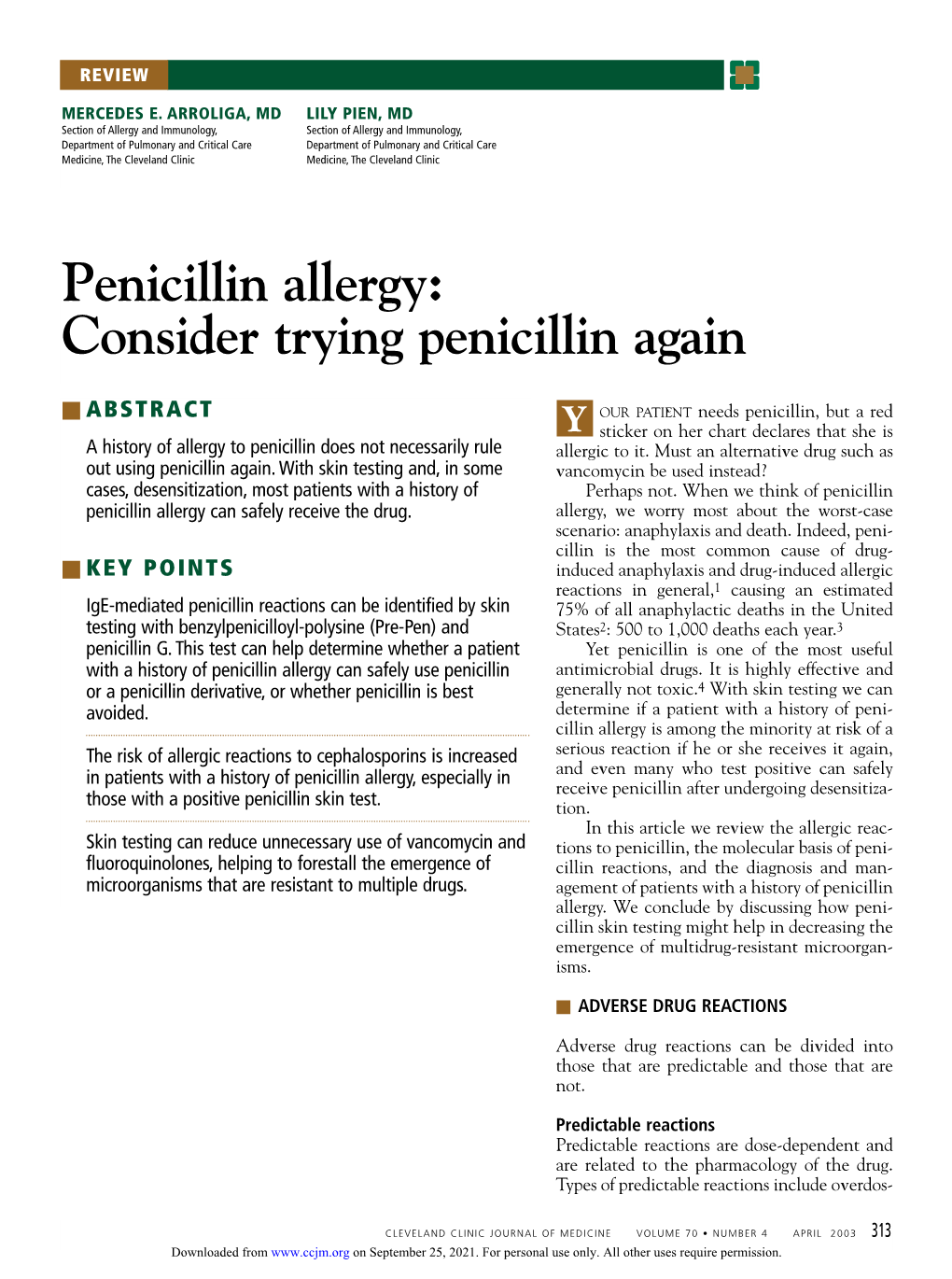 Penicillin Allergy: Consider Trying Penicillin Again