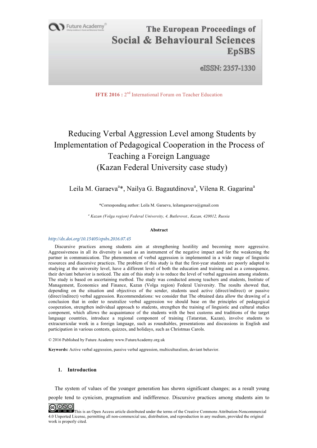 Reducing Verbal Aggression Level Among Students by Implementation