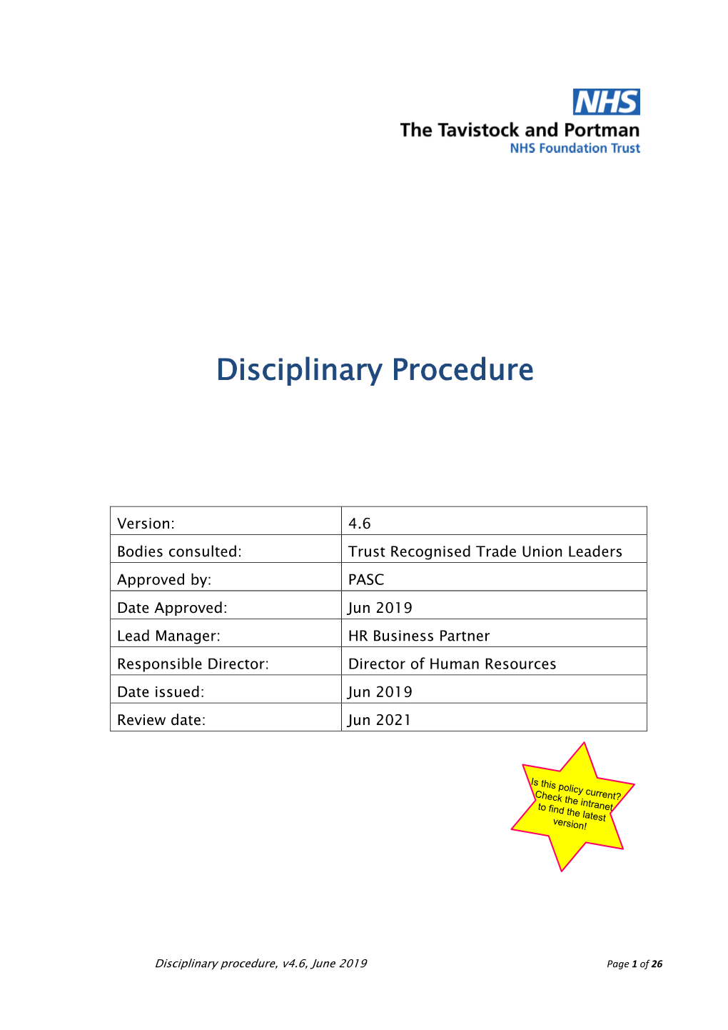 Disciplinary Procedure