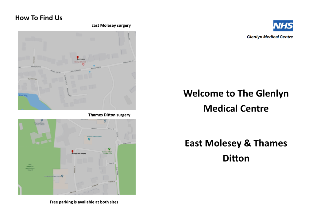 Welcome to the Glenlyn Medical Centre East Molesey & Thames Ditton