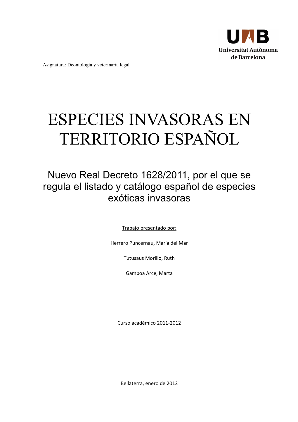 Especies Invasoras En Territorio Español