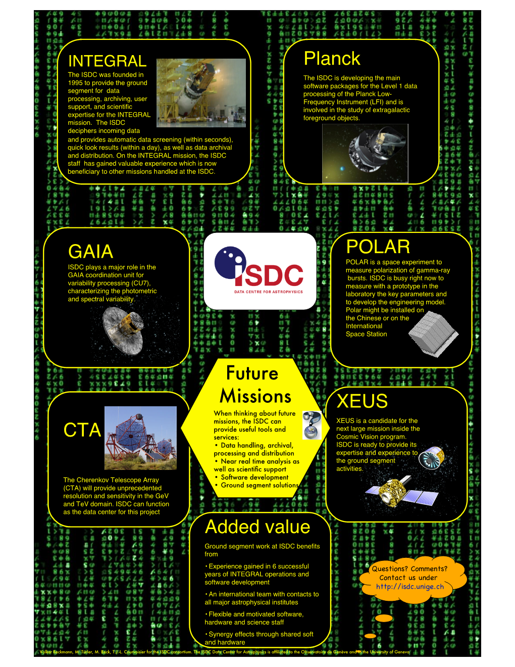 CTA Planck GAIA POLAR XEUS Added Value Future Missions