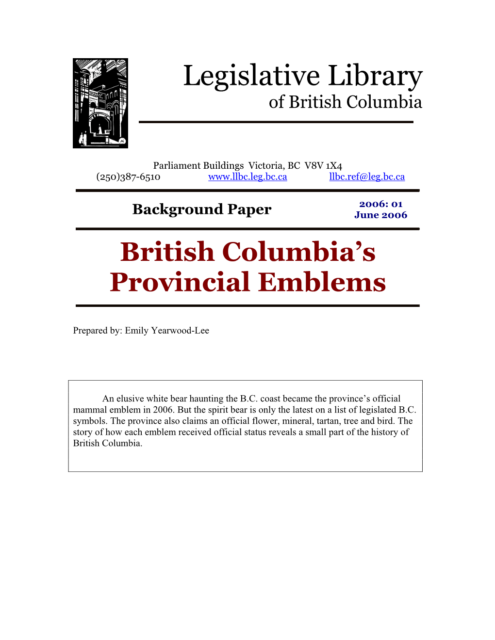 British Columbia's Provincial Emblems