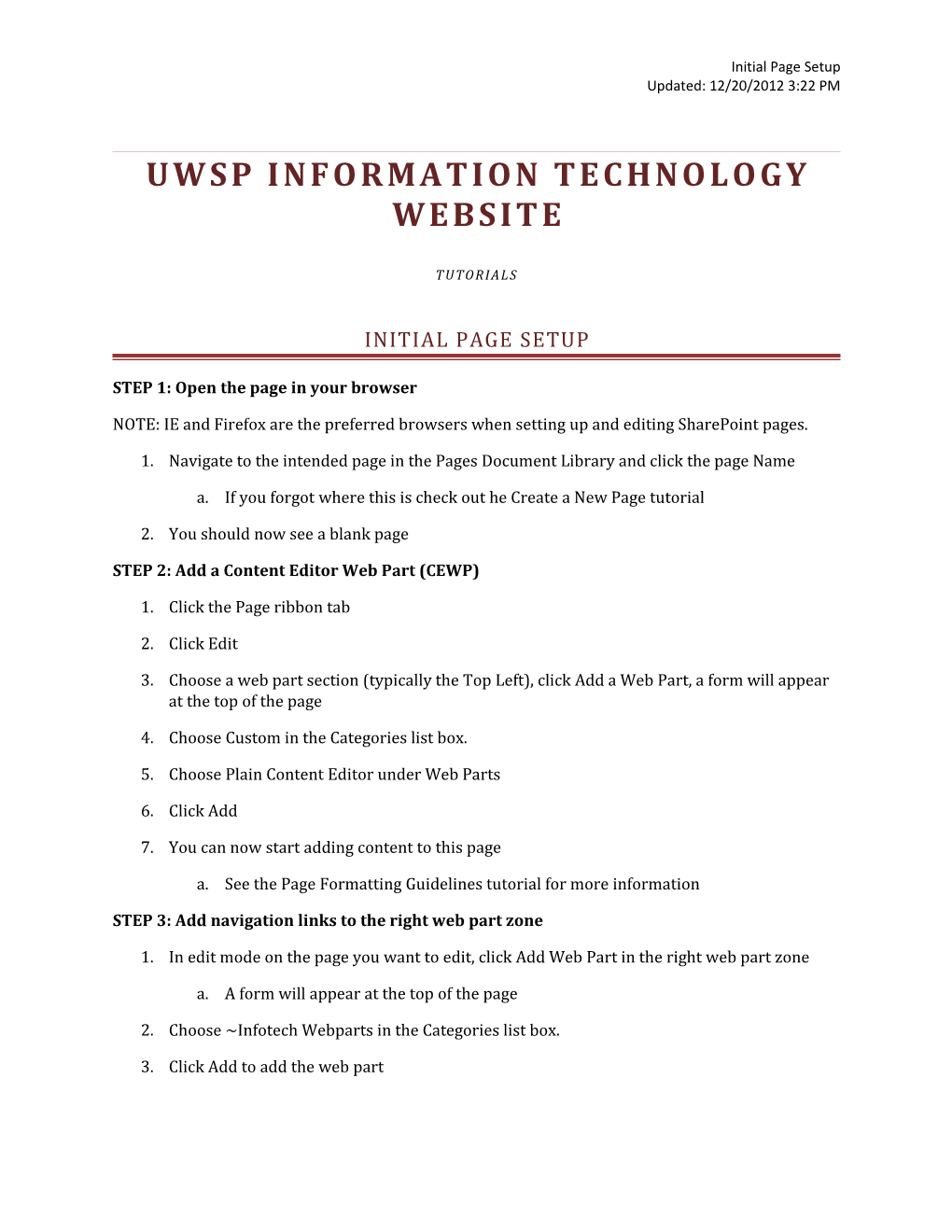 UWSP Information Technology Website