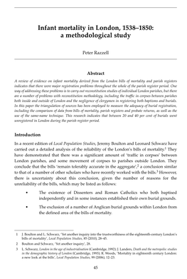 Infant Mortality in London, 1538ÂŒ1850