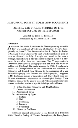 James D. Van Trump: Studies Inthe
