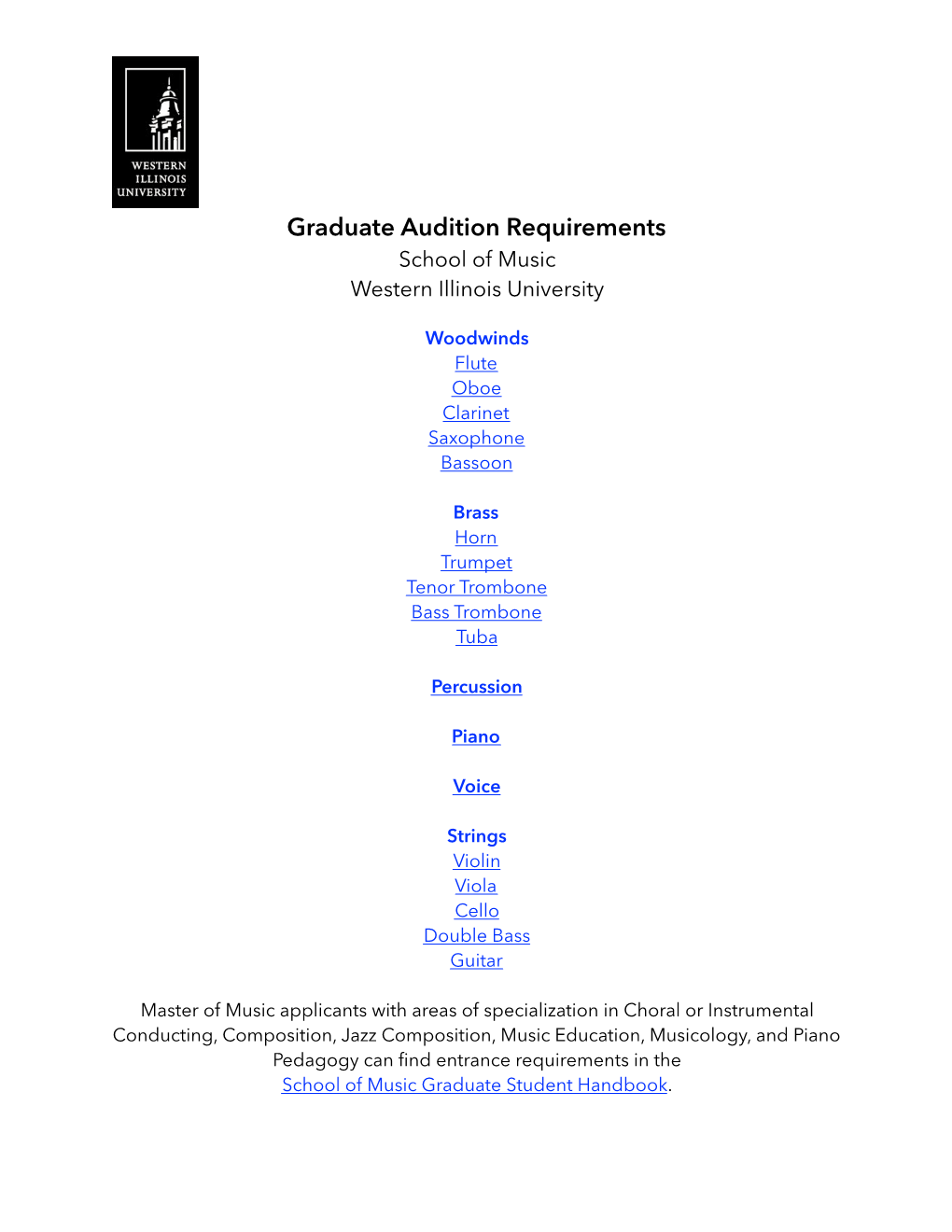 MM and PBC Audition Requirements